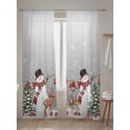 thumbnail image 5 of Christmas Snowman Sheer Curtains 108 Inch Long 2 Panels, Elk Christmas Tree Balls Winter Gray Light Filtering Rod Pocket Semi Sheer Curtains, Sheer Voile Drapes for Living Room Bedroom, 52"x108", 5 of 5