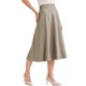 thumbnail image 4 of Falda A-Line de Mujer Inspire Chic, Cintura Alta, Midi, Acampanada, Plisada, Color Beige para Oficina, 4 of 6