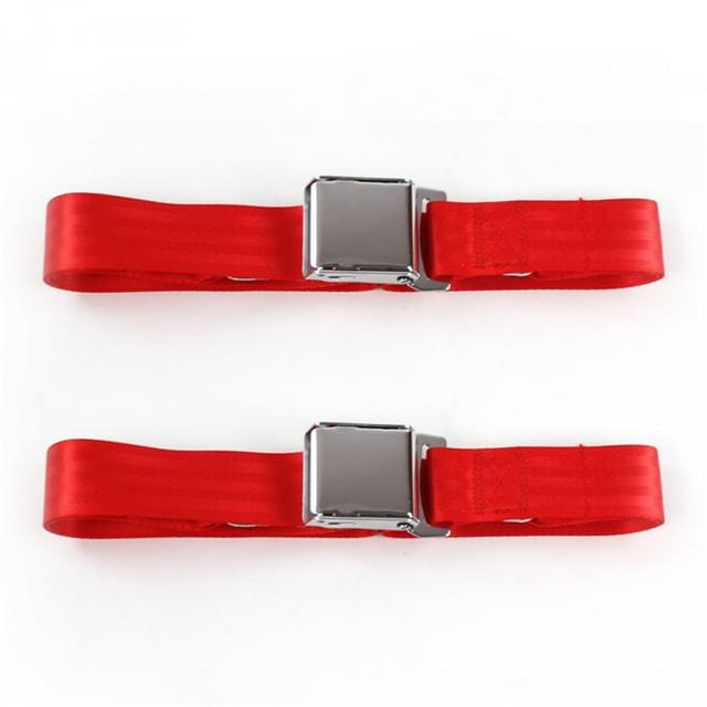 Jeep Cherokee 1984-2001 Airplane 2 Point Red Lap Bucket Seat Belt Kit - 2 Belts