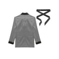 thumbnail image 4 of Zaldita Men's Smoking Jacket Satin Gown Robe Long Sleeve Short Kimono Smoking Robe Coat with Belt Gray 4XL, 4 of 7