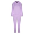 thumbnail image 4 of Women's 2 Piece Sweatshirts Outfits Classic VersatileLong Sleeved Round Neck Casual Straight Solid Color Fall Purple Sweatsuit Winter Clothes S-XL, 4 of 8