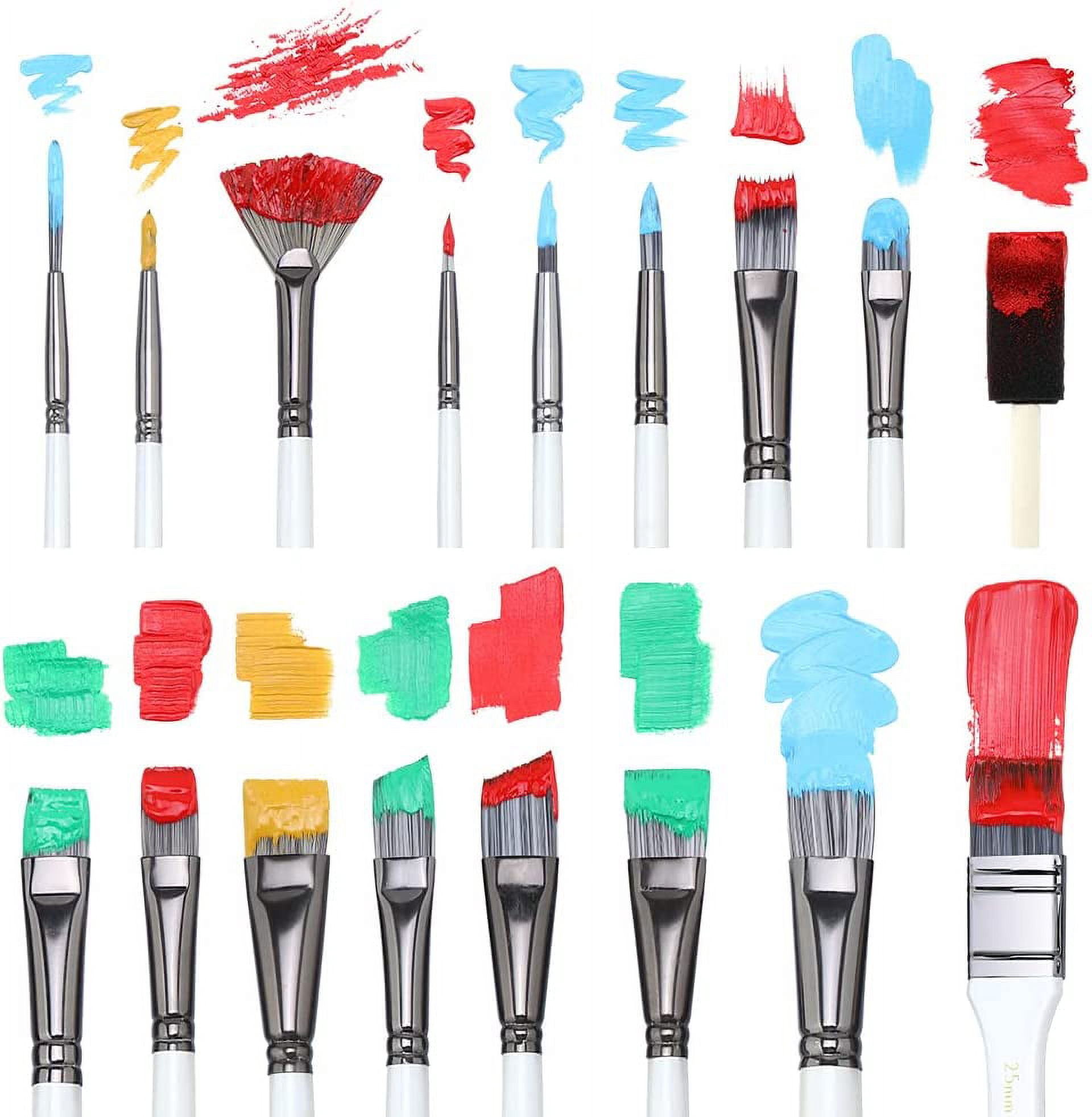 JJEAN-Transon Art Paint Brush Kit 16 Paint Brushes with Foam Brush Sponge Spatula and Art Case for Oil, Acrylic, Watercolor, Gouache, Painting