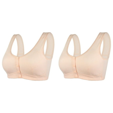 2 Pack Womens No Steel Ring Front Close Bra T Back Plus Size Seamless Unlined Bra For Large Bust Bra for Women Womens Bras No Underwire Women Bra Wireless Bras for Women Support plus Size