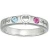 Sterling Silver Couples Heart, Name and Birthstone Ring