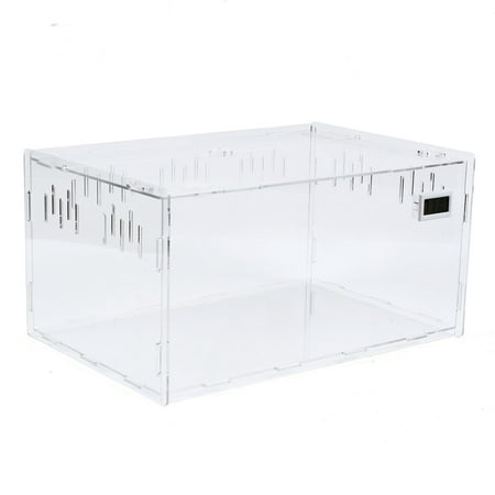 Wuzstar 1 Grid Acrylic Pet Reptile Cage Pet Feeding Box Insect Spider Snake Breeding Tank with Temperature Hygrometer