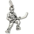 thumbnail image 1 of Sterling Silver 18" 1mm Box Chain 3D Hockey Player Hockey Stick Pendant Necklace, 1 of 2