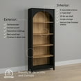 thumbnail image 6 of Prepac Ark 78" Tall 5-Tier Arched Bookcase, Black Oak with Oak Finish Interior, Modern Storage Accent Bookshelf with 3 Adjustable Shelves for Home, Office, Living Room, Bedroom, 6 of 16