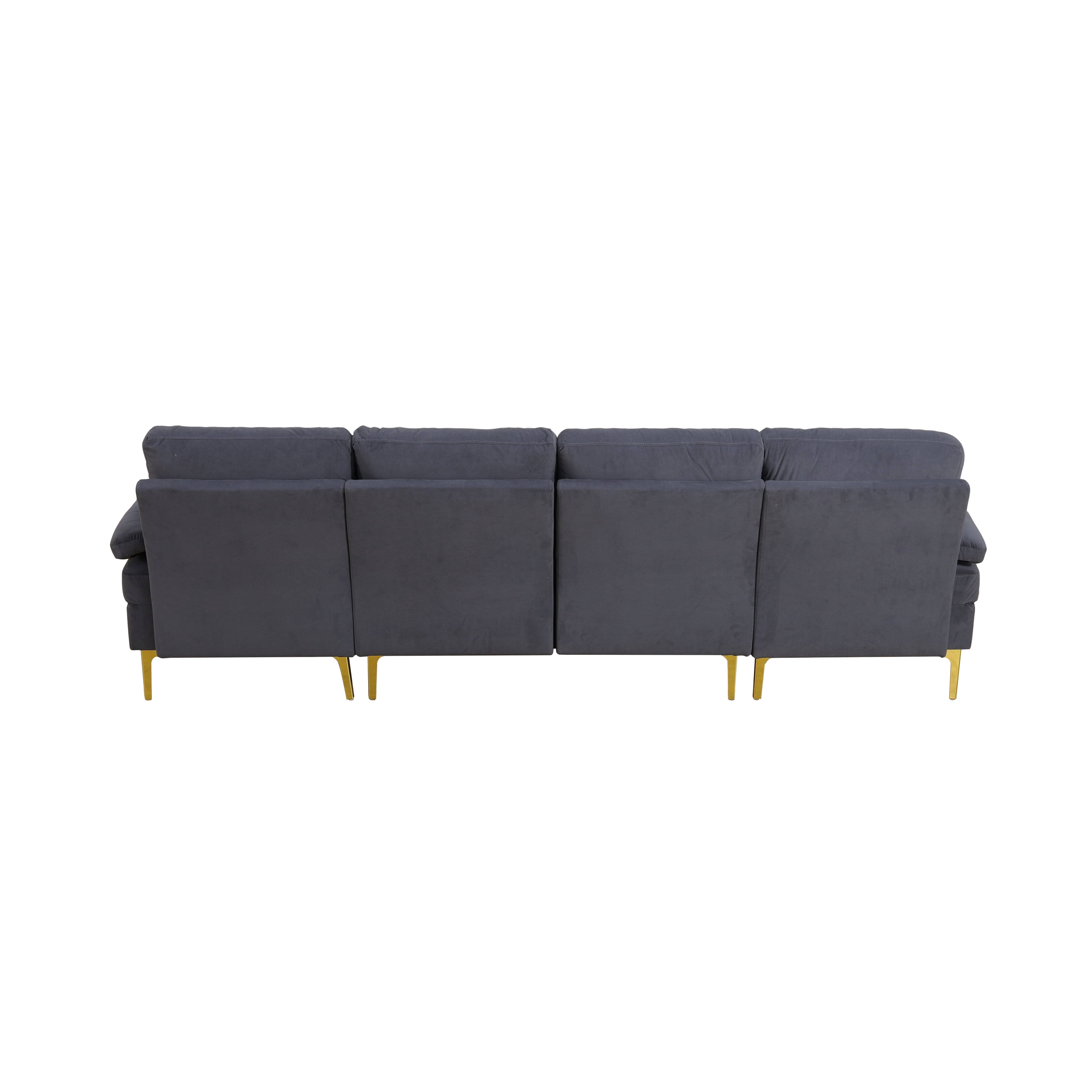 MAYEERTY 99.5" U-Shaped Modular Sofa, Flannel Sectional Couch Sofa Set, Deep Grey