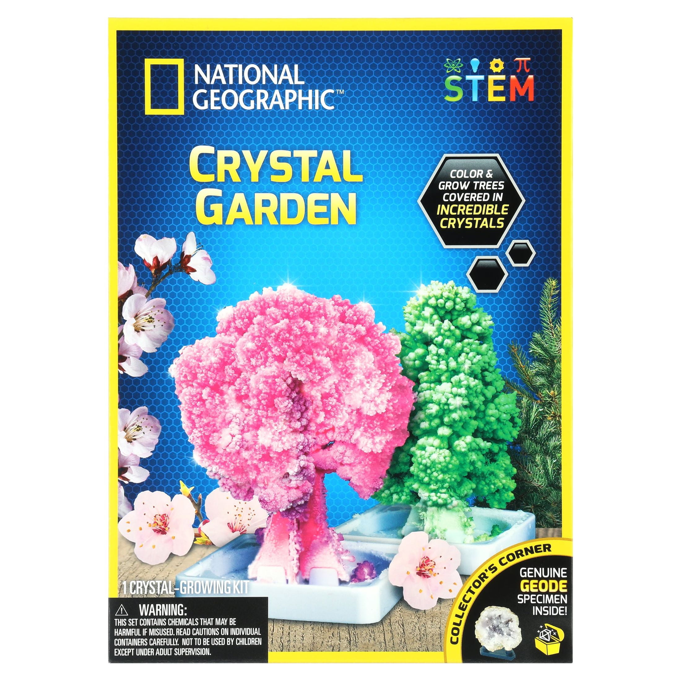 NATIONAL GEOGRAPHIC Crystal Growing Garden – Grow Two Crystal Trees in Just 6 Hours with this Crystal Growing Kit for Kids, Includes Geode, Learning Guide, and More, Great Gift for Boys and Girls