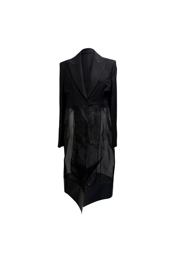 Pre-Owned Givenchy Cut-Out Tailored Coat in Black Wool