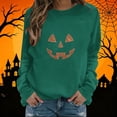 thumbnail image 3 of Dpjklzsn Women’s Halloween Pumpkin Sweatshirt, Glitter Jack O Lantern Graphic Crewneck Pullover, Long Sleeve Fall Casual Sweatshirt Top, 3 of 6