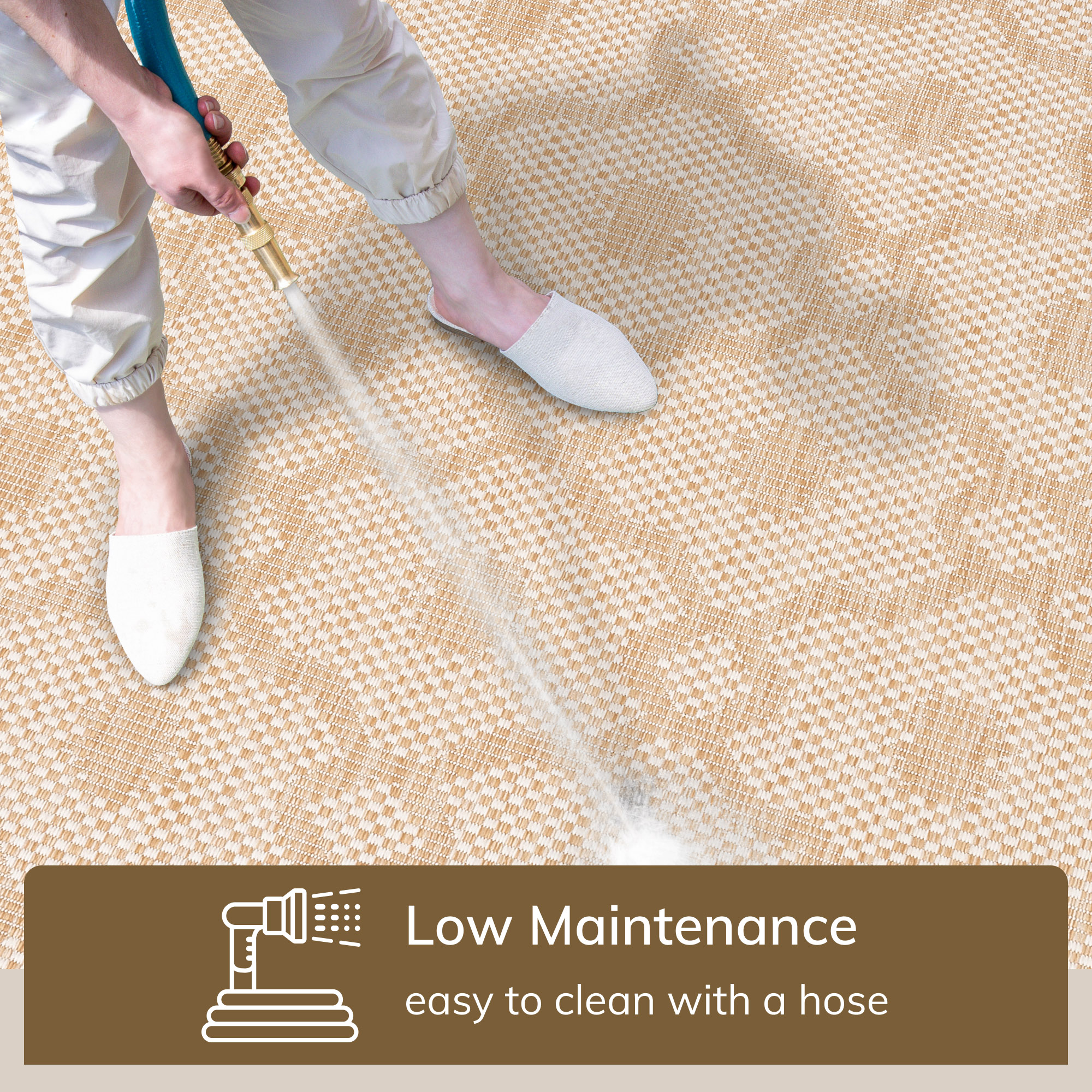 Well Woven 3' x 10' Beige Trellis Outdoor Rug
