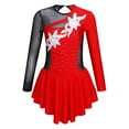thumbnail image 2 of Xnihocha Kids Girls Sequins Floral Gymnastics Leotard Figure Ice Skating Dress Dance wear Red 12, 2 of 7