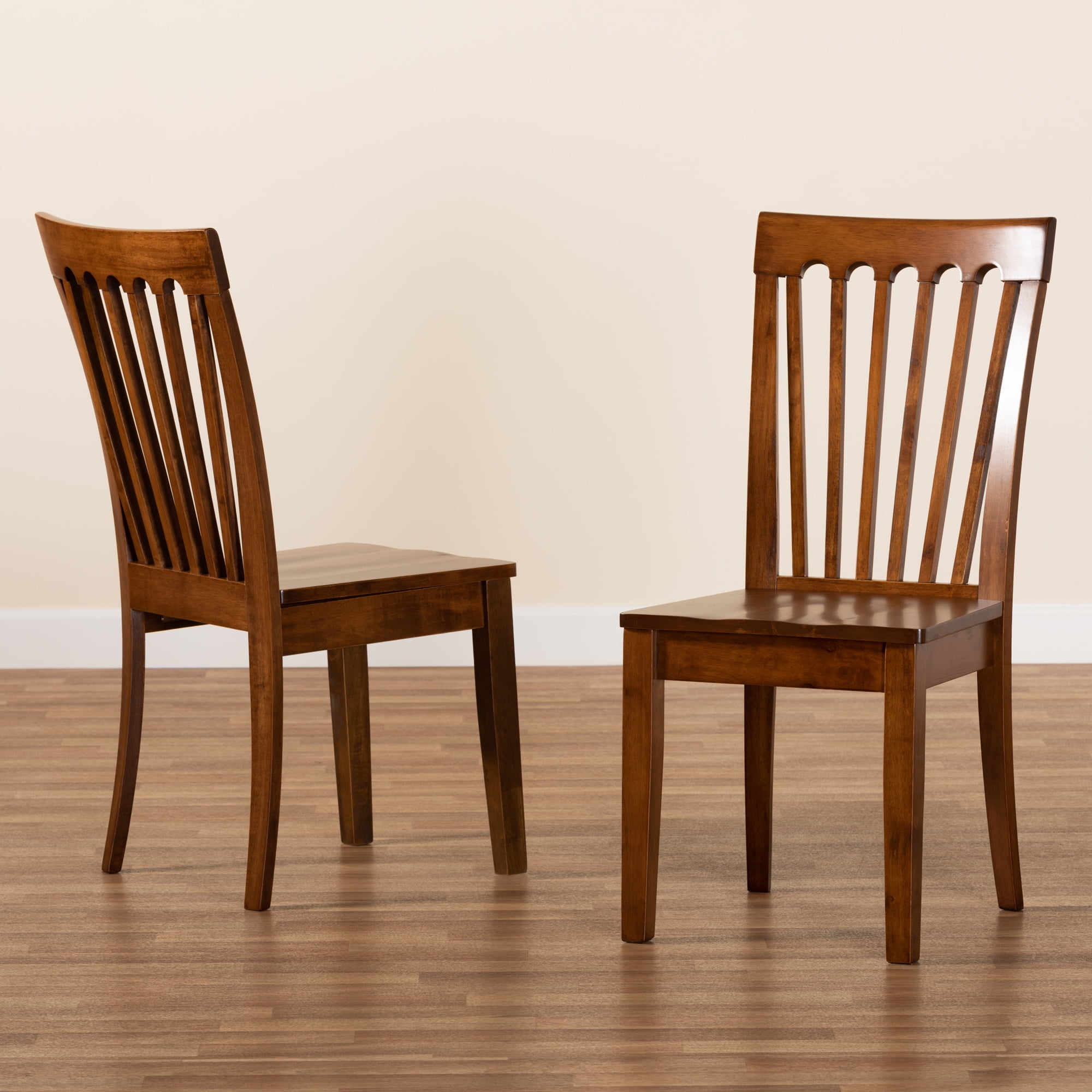 Baxton Studio Minette Dining Chair, Set of 2, Walnut Brown
