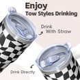 thumbnail image 4 of 20oz Stainless Steel Tumbler with Handle and Leak Proof, Geometric Design Double Wall Insulated Coffee Travel Cup, 4 of 5
