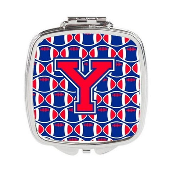 Letter Y Football Harvard Crimson & Yale Blue Compact Mirror