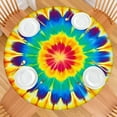 thumbnail image 2 of Colorful Rainbow Tie Dye Spiral Pattern Round Fitted Tablecloth with Elastic Edge,Dining Table Cover Waterproof,Outdoor Round Tablecloth for Camping,Dining,Indoor and Outdoor, 2 of 7