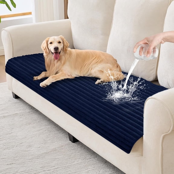 Wnote Waterproof Couch Cover for Dogs, Non-Slip Washable Sofa Protector, Soft Furniture Cover for Pets, 35" x 63",Navy Blue