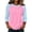 Pink #028, variant on Womens Tops 3/4 Sleeve Shirts Round Neck Loose Casual Tshirts | Color Block Summer Tees,L