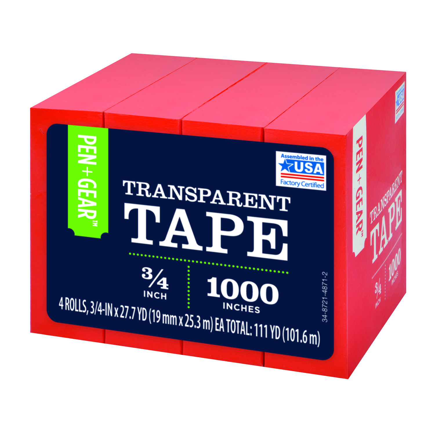 Pen + Gear Transparent Tape, 3/4 in x 1000 in, 4 rolls