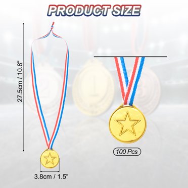 Juvale 24 Pack Gold Medals – 1.5" Participation Awards With 15.3" Neck Ribbon