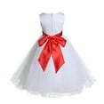 thumbnail image 3 of Ekidsbridal Satin White Red Tulle Rattail Flower Girl Dress Junior Bridesmaid Dance Recital Wedding Beauty Pageant Princess 829S 2, 3 of 3