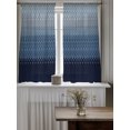 thumbnail image 4 of Blue Grey Ombre Geometric Sheer Kitchen Tier Curtains 45 Inch length,Rod Pocket Half Curtains & Drapes,Modern Abstract Art Light Filtering Chiffon Cafe Bathroom Window Treatments 2 Pcs 27.5"W x 45"L, 4 of 7