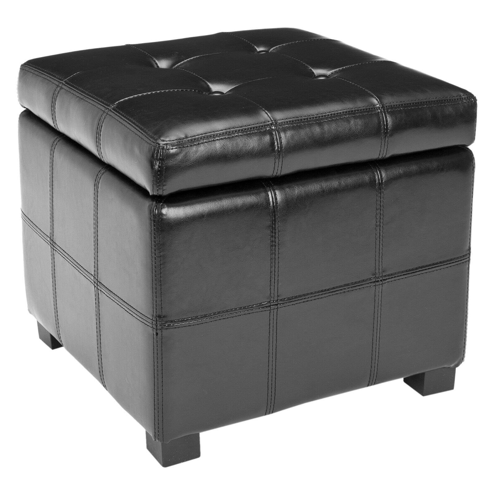 SAFAVIEH Maiden Square Tufted Ottoman Black
