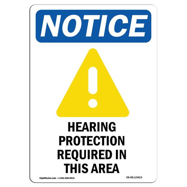 SignMission OS-NS-A-1218-V-13413 12 x 18 Po Panneau d'Avertissement OSHA - Protection Auditive