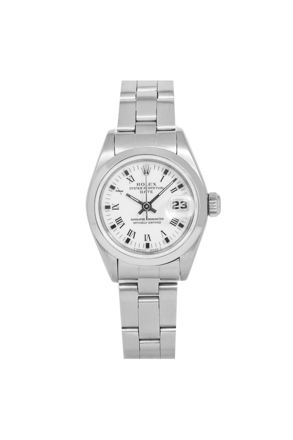 Pre-Owned Adult Ladies ROLEX OYSTER PERPETUAL DATE 69160 26MM WHITE ROMAN NUMERAL DIAL, STAINLESS STEEL OYSTER BRACELET
