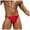 Red, variant on kamemir Men's Swim Briefs Male Low Waist Bikini Briefs Solid Color Nylon Swimming Briefs Cup Anti Embarrassing Beach Shorts Tie(Blue,XXL)