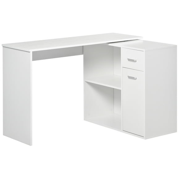 HOMCOM L Shaped Desk Corner Computer Table with Storage for Home Office
