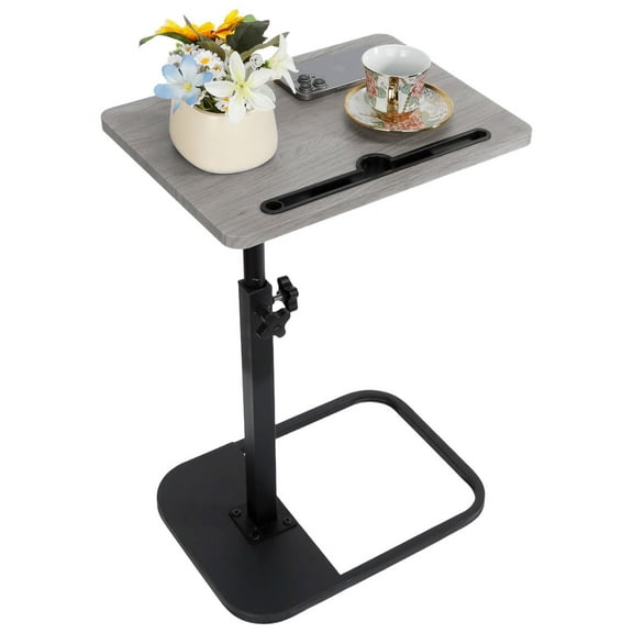 SolarSoda 360° Swivel & Height Adjustable C-Shaped Side Table - SolarSoda Modern End Table for Couch, Bed, Living Room (Grey)