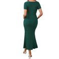 thumbnail image 3 of Vestido de maternidad INSPIRE CHIC para mujer, con dobladillo de cola de pez, ajustado y de canalé, vestido maxi para antes, durante y después del embarazo, color verde, talla XL, 3 of 6