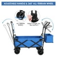thumbnail image 4 of Extra Large Collapsible Wagon w/Removable Canopy, 250lbs Foldable Garden Cart w/Rear Storage, Heavy Duty Outdoor Push&Pull Utility Camping Beach Stroller w/Big Wheel&Adjustable Handles, Blue, 4 of 7