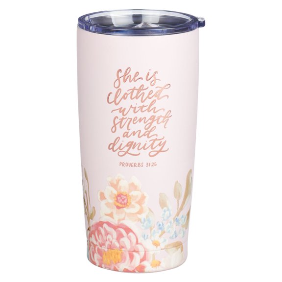 Tumbler SS Pink Strength & Dignity Prov. 31:25, (Hardcover)
