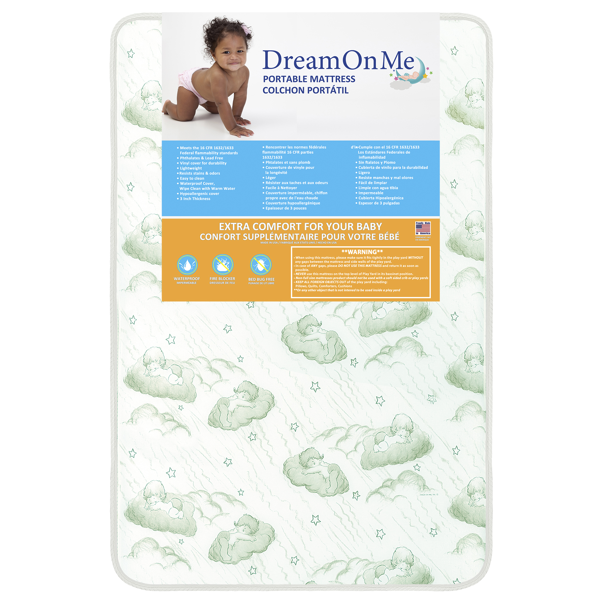 Dream On Me 3 Square Corner Playard Mattress Foam Walmart Com