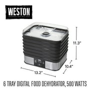 Weston 6 Tray Electric Food Dehydrator Machine with Digital Timer, Adjustable Thermostat, 500 Watts, Black