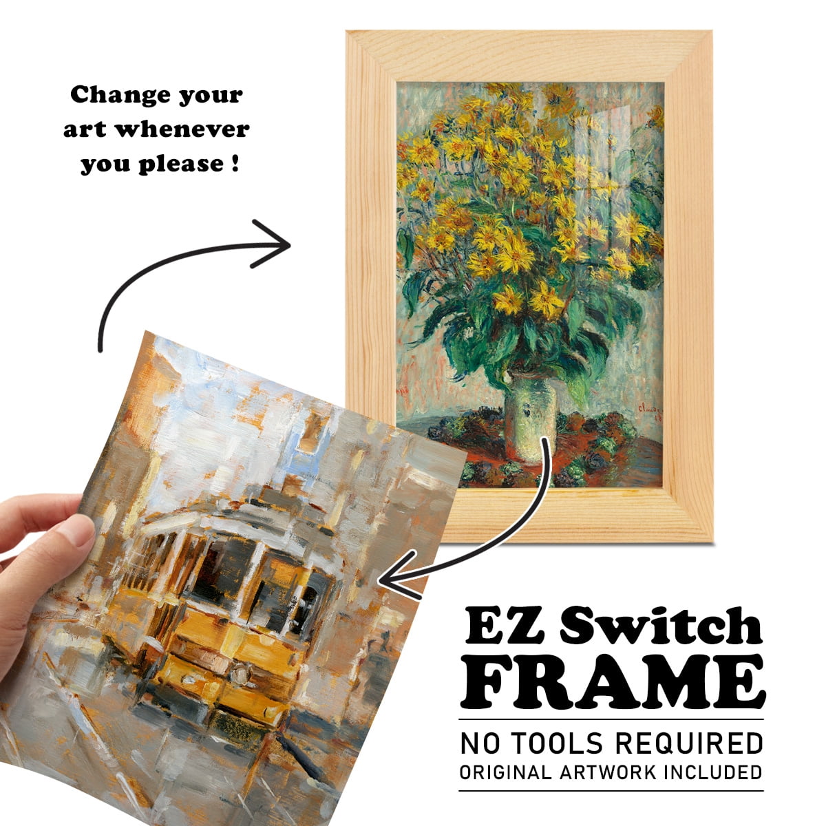 Day Trolley II - Framed Print w/glass - Natural Wood