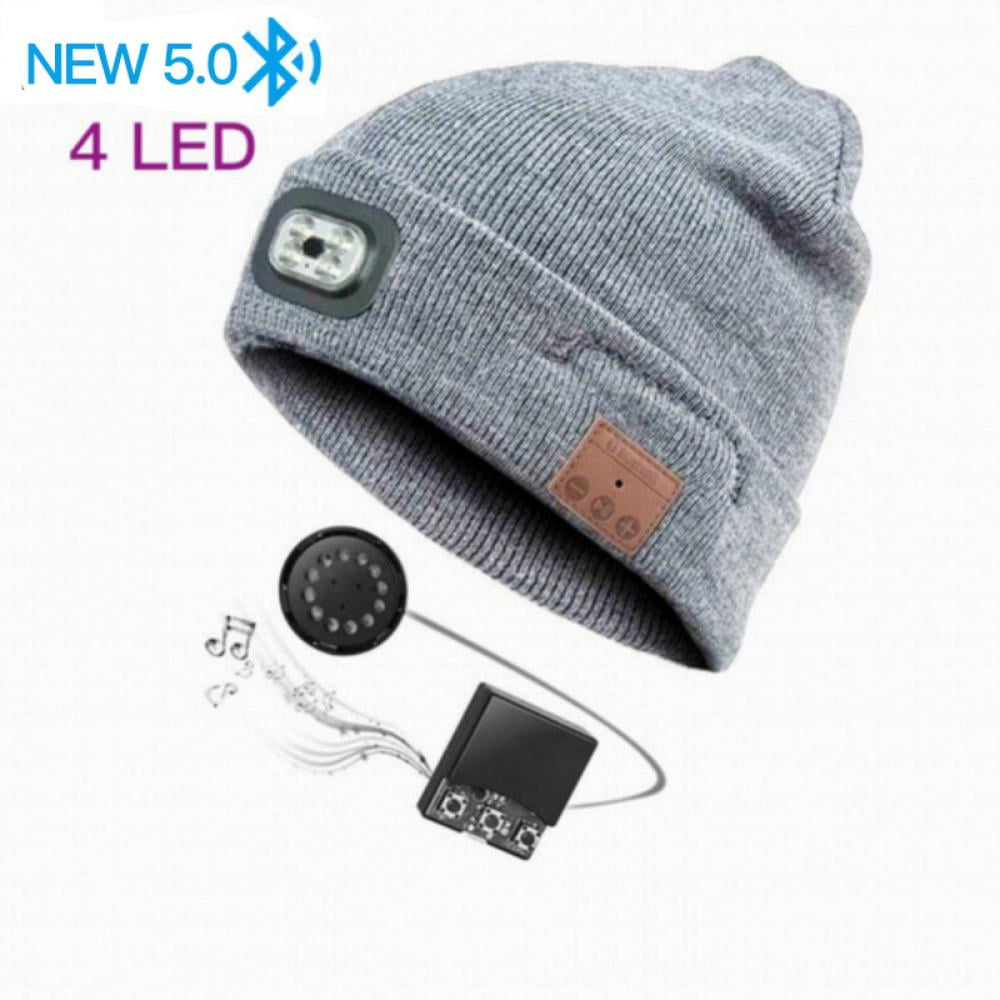 Warm LED Beanie Hat With USB Rechargeable Unisex High Powered Head Lamp Light 