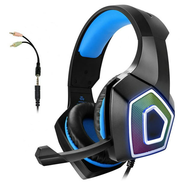 Gaming Headset Mic for Xbox One PS4 PS5 PC Switch Tablet Headphones Stereo Over Ear Bass Microphone Noise Canceling 7 LED Light Soft Memory Earmuffs(Free - Walmart.com