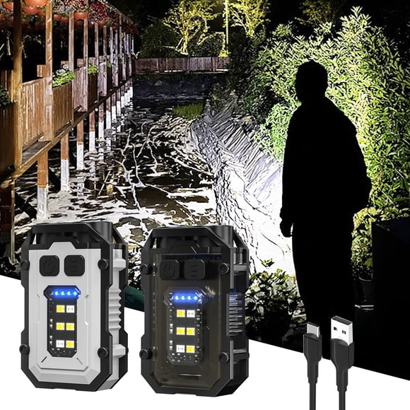 Xihbxyly Mini Llavero con Linterna, Luz Led y Cob de Alto Brillo, Potente Base Magnética, Carga Rápida Tipo C, Diseño Resistente Al Agua y a Las Caídas, Ideal para Actividades Al Aire Libre, Portátil