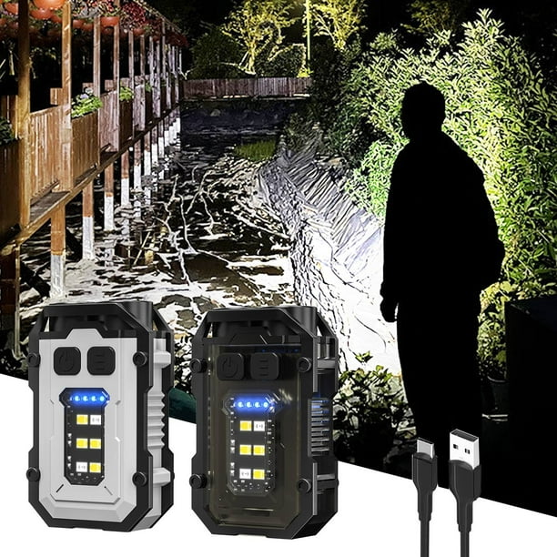Xihbxyly Mini Llavero con Linterna, Luz Led y Cob de Alto Brillo, Potente Base Magnética, Carga Rápida Tipo C, Diseño Resistente Al Agua y a Las Caídas, Ideal para Actividades Al Aire Libre, Portátil