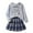 d-Grey2735, variant on VNKIDY Girls Fashion Casual Long Sleeve O-Neck Tops And Plaid Pleated Skirt Sets Outfits Sets Boho
