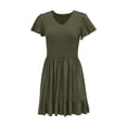 thumbnail image 4 of Ruyang Summer Dresses for Women V Neck Short Sleeve Flowy Tshirt Dress Casual Loose Sundress with Pockets Women's Work Dresses, 4 of 9