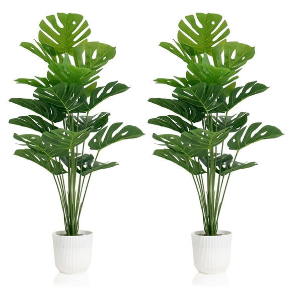 Plantas artificiales Monstera Deliciosa SAJANDAS con macetas (juego de 2)