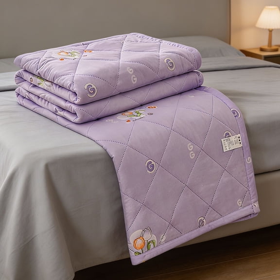 JOGZMZ Ultrasonic Quilted Summer Quilt, Lightweight Breathable Cooling Blanket, Queen Size, Soft Velvet Bedspread for Air Conditioned Room, Office Nap