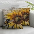 thumbnail image 3 of PHYHOO Summer Vintage Sunflower Pillow Cover – Rustic Aesthetic with Bee and Antique Music Sheet Detail, Ideal for Living Room and Bedroom Decor White, 3 of 5