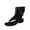 Black, variant on Women's Open Toe Ankle Boots Block Heel Comfortable Suede Slip on Heeled Sandals Front Zipper High Top Flip Flops
