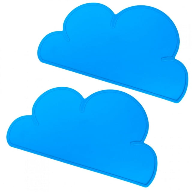 Dekaim Napperon d'Alimentation 2 Pcs Enfants en Forme de Nuage Napperon en Silicone Imperméable Isolant Thermique Napperon d'Alimentation (Bleu)